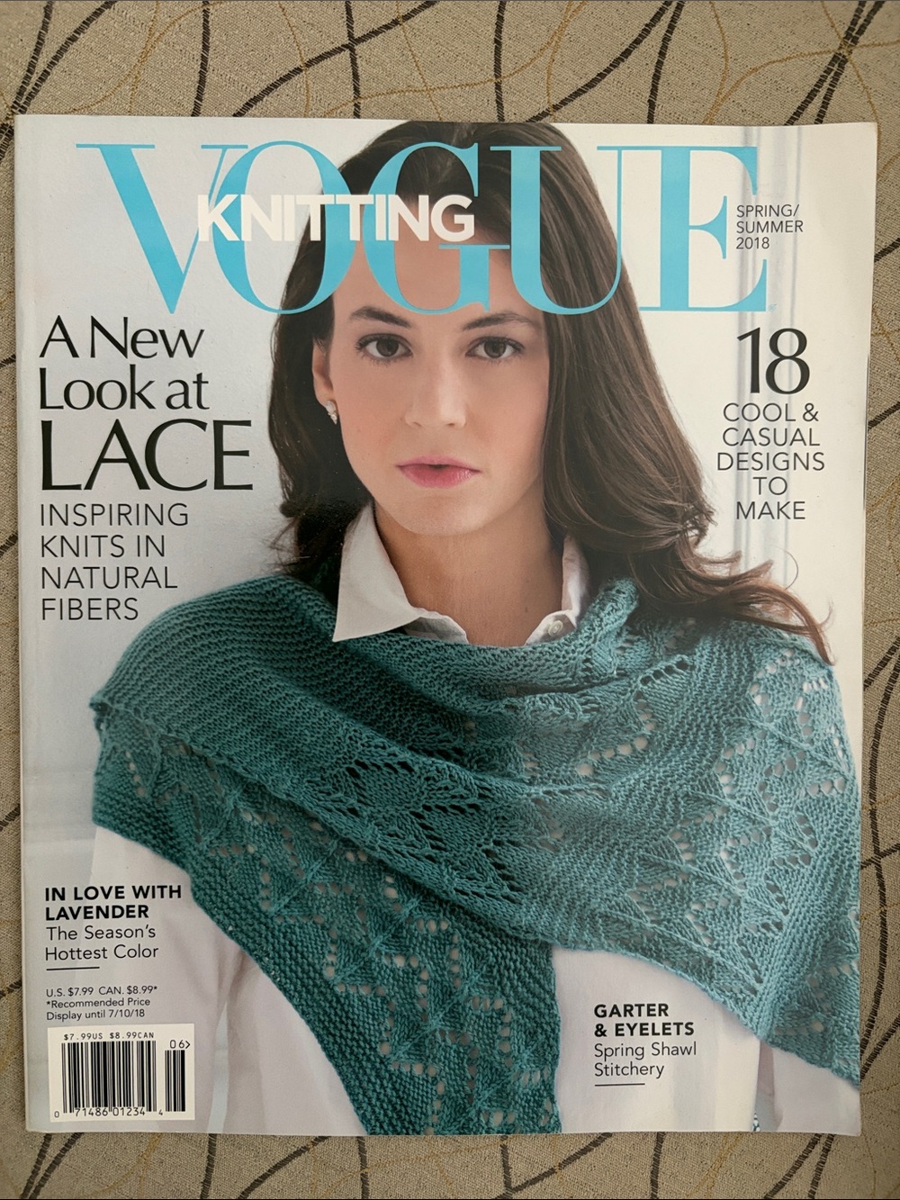 Vogue Knitting Spring/Summer 2018 — Teal Lace Shawl Cover